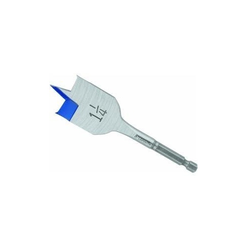 Irwin 87920 Spade Drill Bit, 1-1/4 in Dia, 4 in OAL, Flat Flute, 1/4 in Dia Shank, Hex Shank Bright