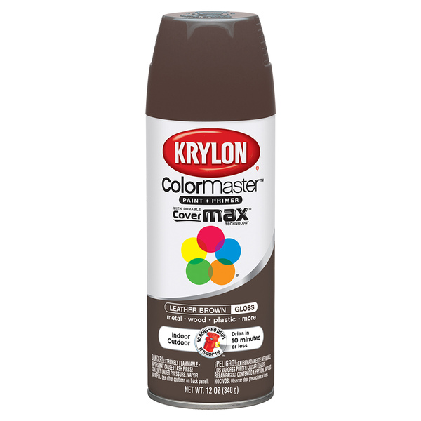 KRYLON K05527007 COLORmaxx Spray Paint, Gloss, Brown, 12 oz, Aerosol Can