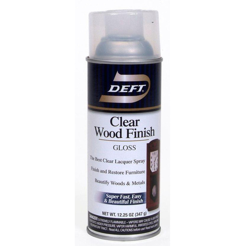 Deft DFT010S/54 Brushing Lacquer, Gloss, Liquid, Clear, 12 oz, Aerosol Can