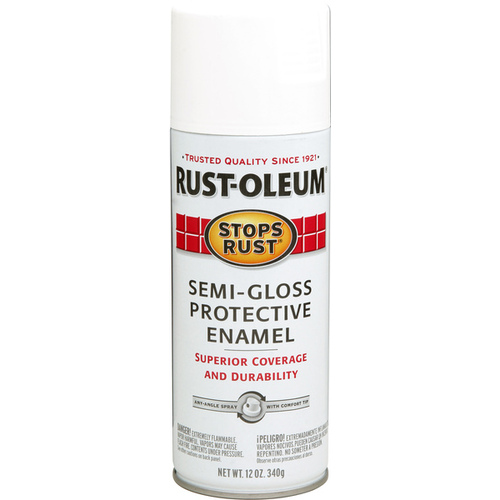 STOPS RUST Protective Enamel Spray Paint, Semi-Gloss, White, 12 oz, Aerosol Can - pack of 6