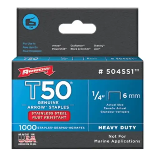 Heavy Duty Staples T50 3/8" W X 1/4" L 18 Ga. Flat Crown Gray - pack of 5