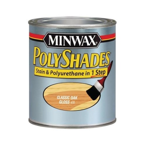 PolyShades Wood Stain and Polyurethane, Gloss, Classic Oak, Liquid, 1 qt, Can