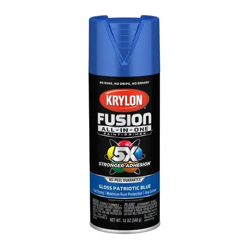 Fusion Primer and Spray Paint, Gloss, Patriotic Blue, 12 oz, Aerosol Can