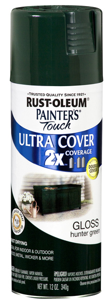 Rust-Oleum 249111 PAINTER'S Touch Gloss Spray Paint, Gloss, Hunter Green, 12 oz, Aerosol Can