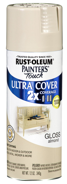 Rust-Oleum 249125 PAINTER'S Touch Gloss Spray Paint, Gloss, Almond, 12 oz, Aerosol Can