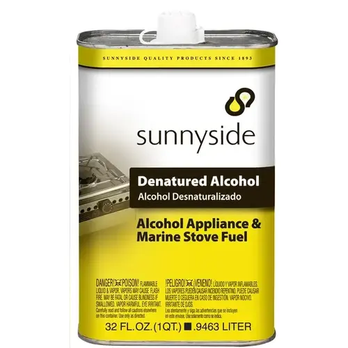 Sunnyside 83432 Denatured Alcohol Thinner, Liquid, Alcohol, Clear, 1 qt, Can