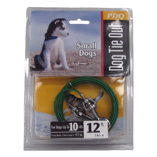 TIE OUT DOG SMALL 10 FOOT PDQ Vinyl-Coated