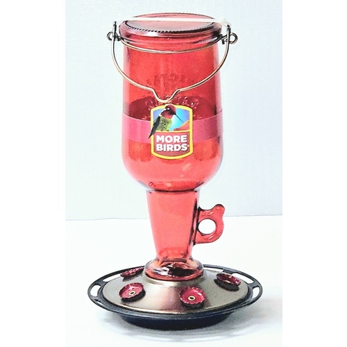 More Birds 69 Red Jug Glass Hummingbird Feeder 23oz.