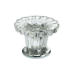 1-3/8" Satin Clear Glass Cabinet Knob Bright Chrome Finish