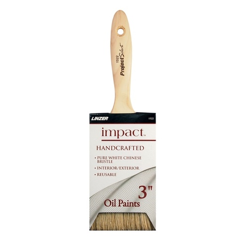 Paint Brush, 3 in W, 3 in L Bristle, China Bristle, Beaver Tail Handle Walnut/White