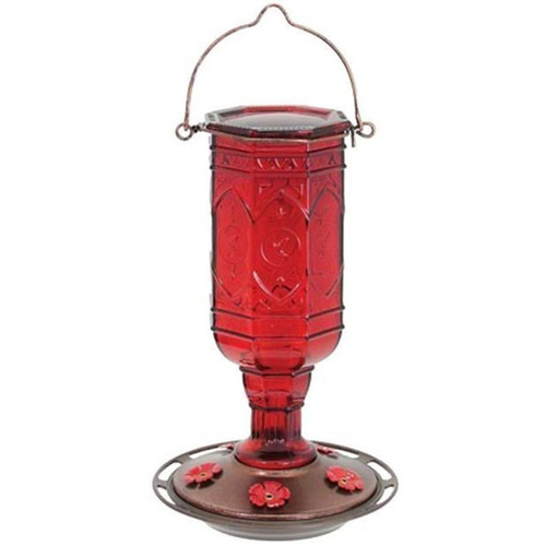 More Birds 76 Red Jewel Glass Hummingbird Feeder 20oz.