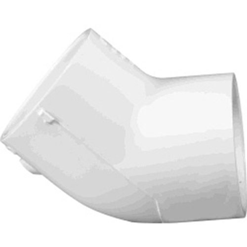 BC Pipe Elbow, 1/2 in, Slip, 45 deg Angle, PVC, White, SCH 40 Schedule, 360 psi Pressure