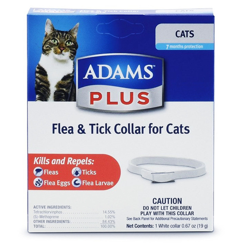 Central Life Sciences - Adams 100520392 Adams Plus Flea & Tick Collar for Cats 7-Months Protection White