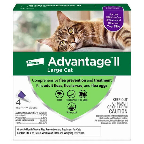 Flea Drops Advantage II Liquid Cat Imidacloprid/Pyriproxyfen 0.108 oz