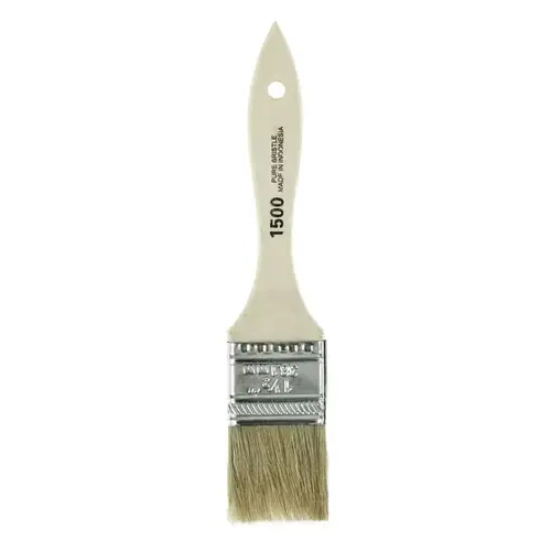 Linzer 1500 0150 Paint Brush White Chinese Bristle 1-1/2" Flat & Natural Wood Handle