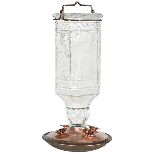 Bird Feeder, 24 oz, 4-Port/Perch, Glass, Red - pack of 2