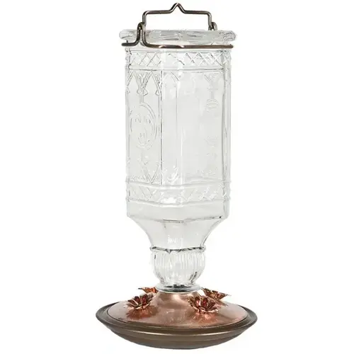 Bird Feeder Hummingbird - Antique Glass Bottle 24-oz Red