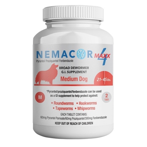 RNA Supplements 931827 Nemacor Quad-4 Dog Dewormer - 2 count Tablets for Medium Dogs