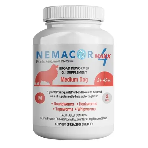 RNA Supplements 931827 Nemacor Quad-4 Dog Dewormer - 2 count Tablets for Medium Dogs