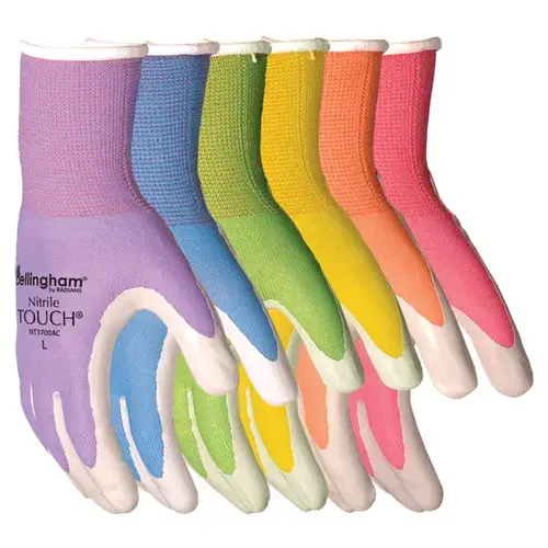 Radians NT3700ACL Nitrile Garden Gloves, Assorted Colors, Men's L Pair