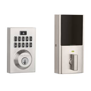 Contemporary Smartcode Keypad Electronic Deadbolt SmartKey with RCAL Latch and RCS Strike Satin Nickel Finish