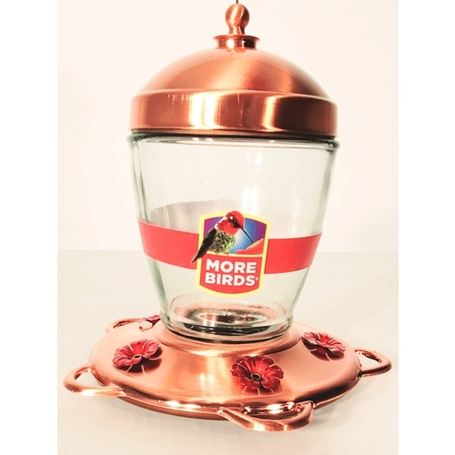 Classic Brands 33 Classic Brands Jubilee Glass Hummingbird Feeder Copper/Red