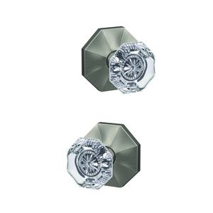 Alexandria Knob with Rosewood Rose Passage and Privacy Lock with 16600 Latch and 10027 Strike Satin Nickel Finish