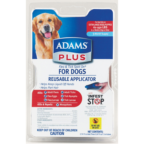 Central Life Sciences - Adams 100542202 Adams Plus Flea & Tick Spot On for Extra Large Dogs 61-150 Pounds 3-Month Supply