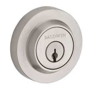 Single Cylinder Contemporary Round Deadbolt with 6AL Latch, Dual Strike, and SmartKey Satin Nickel Finish