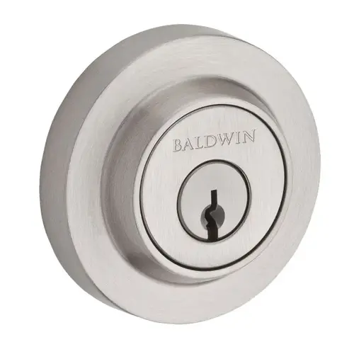 Single Cylinder Contemporary Round Deadbolt with 6AL Latch, Dual Strike, and SmartKey Satin Nickel Finish