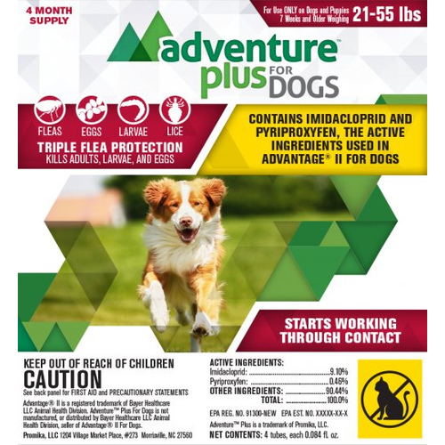 Promika, LLC 011-511129 Adventure Plus Flea Control For Dogs (21-55 lbs)