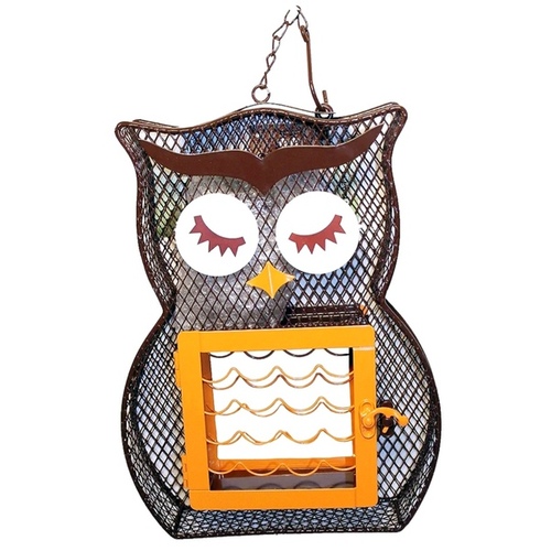 Heath 21703 Suet and Seed Bird Feeder, Whimsical Owl, Brown/Orange