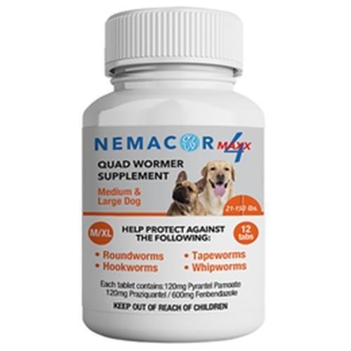 Nemacor Maxx 4 Dewormer for Dogs 21-150lbs 12 Count