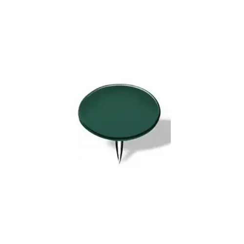 Thumb Tack, 15/64 in Shank, Steel, Painted, Green, Cap Head, Sharp Point - pack of 240