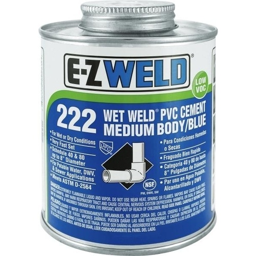 PVC Cement Wet Weld 222 Medium Body Blue 1/2-Pint