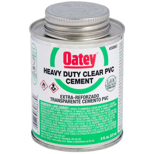Oatey 308631 Solvent Cement, 8 oz Can, Liquid, Clear