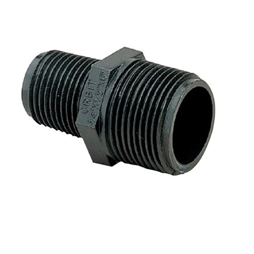 Underground Sprinkler Riser Extension Adapter, 1/2 x 3/4 In. Male