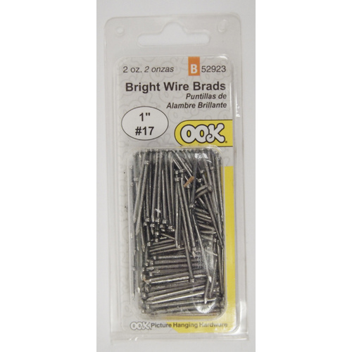 Wire Brad, 1 in L, Steel, Bright, Smooth Shank - pack of 6