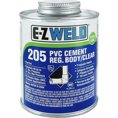 E-Z WELD INC. 16810746 PVC Cement 205 Regular Body Clear 1/4-Pint