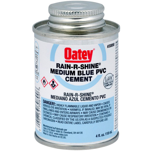 Oatey 30890 PVC Rain-R-Shine Blue Cement Medium Body 4-oz