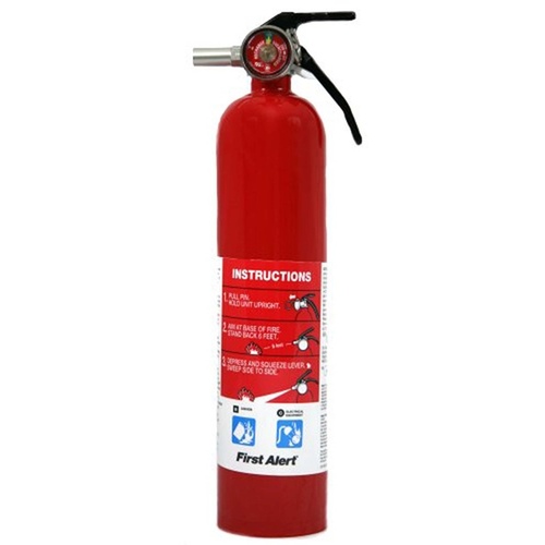 Rechargeable Fire Extinguisher, 2.5 lb Capacity, Sodium Bicarbonate, 10-B:C Class Red