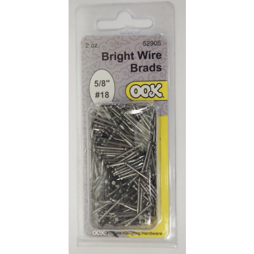 Wire Brad, 5/8 in L, Steel, Bright, Brad Head, Thin Shank, 2 oz - pack of 6