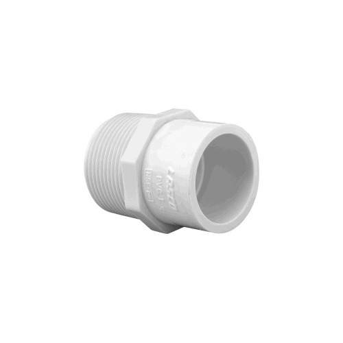 Reducing Pipe Adapter, 3/4 x 1/2 in, MPT x Slip, PVC, White, SCH 40 Schedule