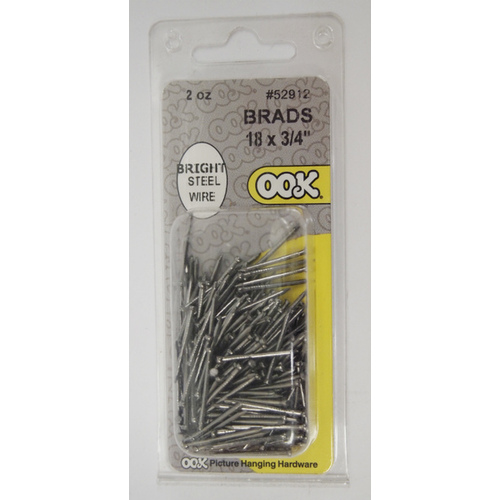 Wire Brad, 3/4 in L, Steel, Bright, Brad Head, Thin Shank, 2 oz - pack of 6