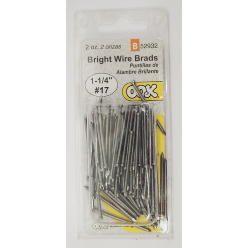 Wire Brad, 1-1/4 in L, Steel, Bright, Brad Head, Thin Shank, 2 oz - pack of 6