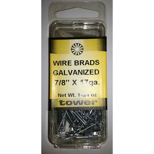 Wire Brad, 7/8 in L, Steel, Galvanized, Brad Head, Thin Shank, 1.75 oz