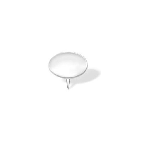 Thumb Tack, 15/64 in Shank, Steel, Painted, White, Cap Head, Sharp Point - pack of 40