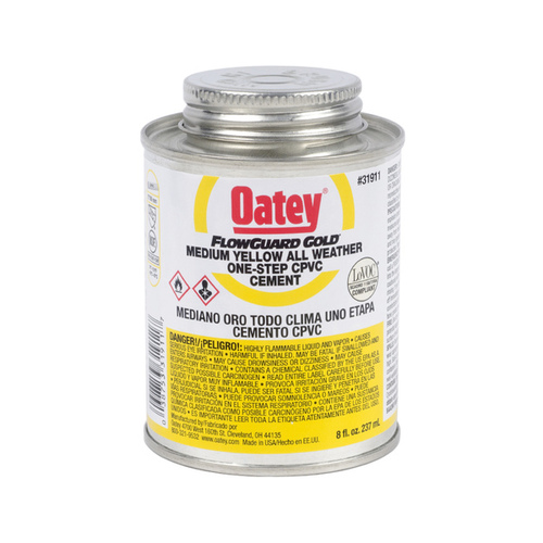Oatey 31911 All Weather Cement FlowGuard Gold Yellow For CPVC 8 oz Yellow