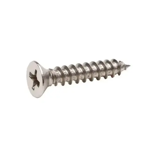 Screw, #8 Thread, 1-1/2 in L, Coarse Thread, Flat Head, Phillips Drive, Sharp Point, Steel, Zinc - pack of 100