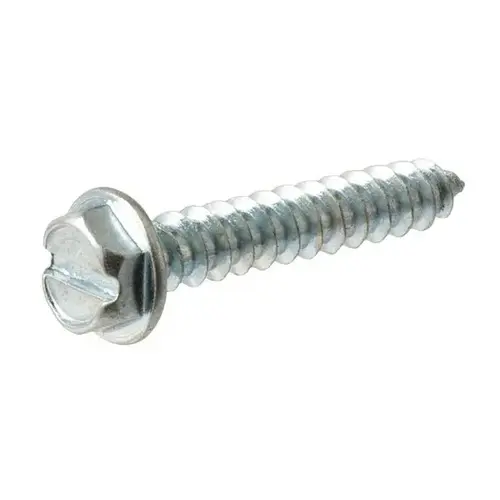 Screw, #14 Thread, 1 in L, Coarse Thread, Hex, Slotted Drive, Self-Tapping, Sharp Point, Steel Zinc - pack of 100